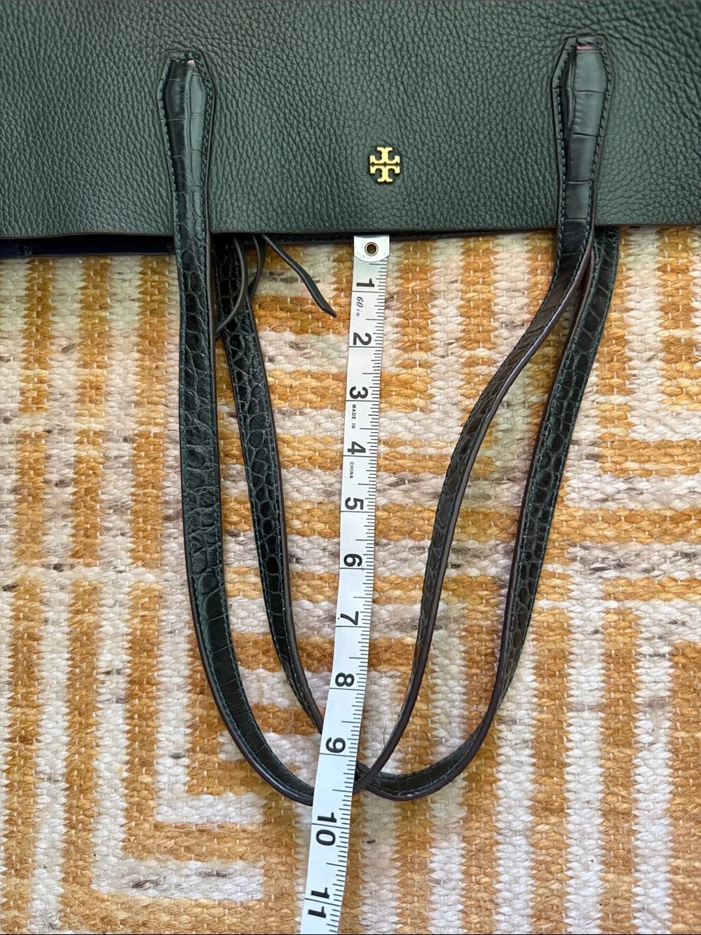 Tory Burch Green Leather Tote Bag Purse